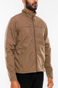 Mens Solid Soft Shell Storm Tech Jacket Coat (Color: KHAKI, size: M)