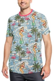 Allover Print Short Sleeve Tshirt (Color: AP04, size: M)