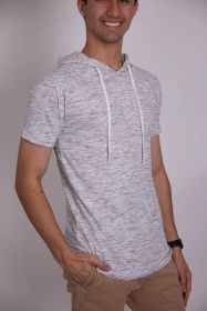 LIGHT WEIGHT TRIBLEND SHORT SLEEVES HOODIE (Color: White, size: L)