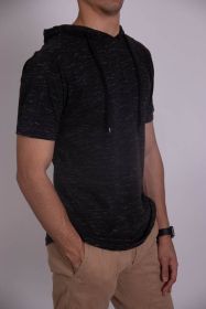 LIGHT WEIGHT TRIBLEND SHORT SLEEVES HOODIE (Color: Black, size: M)