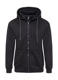 Heavyweight Fleece Zipper Hoodie (Color: Black, size: 3XL)