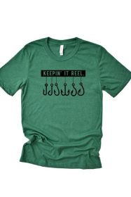 Keepin it Reel Tee (Color: BROWN, size: S)