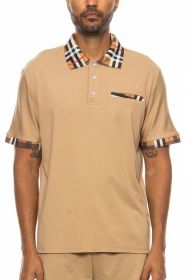 Checkered Plaid Short Sleeve Ploto Shirt (Color: KHAKI, size: 2XL)