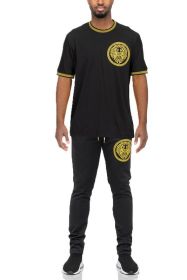 Lion Head Polo Shirt (Color: Black, size: M)