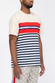 CHAIN LINK PRINT SHORT SLEEVE TSHIRT (Color: MEDIEVAL, size: S)