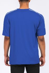 ROUND NECK TAPE STRIPE TSHIRT (Color: ROYAL, size: 3XL)