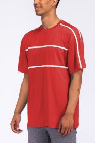 ROUND NECK TAPE STRIPE TSHIRT (Color: Black, size: S)