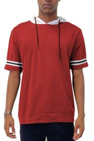SHORT SLEEVE HOODED SHIRT (Color: Red, size: S)