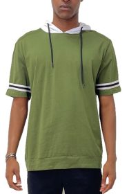 SHORT SLEEVE HOODED SHIRT (Color: Olive, size: M)