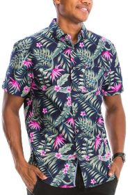 Hawaiian Print Button Down Shirt (Color: MULTI, size: XL)