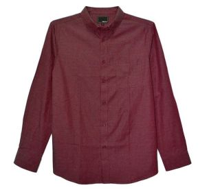 Weiv Men's Casual Long Sleeve Shirts (Color: Burgundy, size: M)