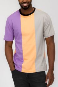 Weiv Mens Color Block T Shirt (Color: LILAC, size: XL)
