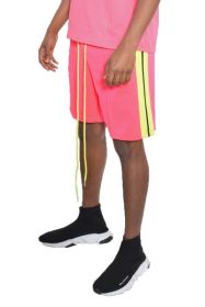 Side Stripe Tape Shorts (Color: Pink, size: XL)