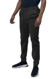 Weiv Mens Solid Stretch Cargo Jogger (Color: Black, size: S)