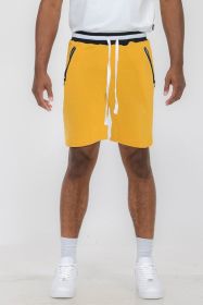Weiv Mens French Terry Sweat Short (Color: Yellow, size: L)