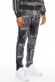 Weiv Paisley Bandana Print Track Pants (Color: Black, size: XL)
