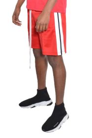 Side Stripe Tape Shorts (Color: Red, size: 3XL)