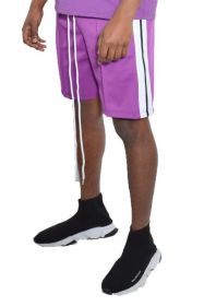 Side Stripe Tape Shorts (Color: Purple, size: XL)