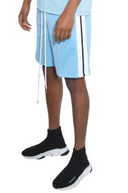 Side Stripe Tape Shorts (Color: LIGHT BLUE, size: 3XL)