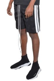 Side Stripe Tape Shorts (Color: Black, size: XL)