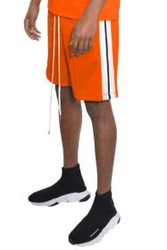 Side Stripe Tape Shorts (Color: Orange, size: S)