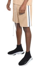 Side Stripe Tape Shorts (Color: SAND, size: S)