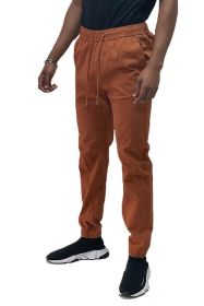 Weiv Mens Solid Stretch Cargo Jogger (Color: RUST, size: XL)