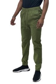 Weiv Mens Solid Stretch Cargo Jogger (Color: Olive, size: 2XL)