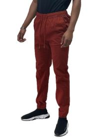 Weiv Mens Solid Stretch Cargo Jogger (Color: Burgundy, size: 3XL)