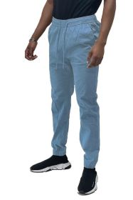 Weiv Mens Solid Stretch Cargo Jogger (Color: SKY, size: 3XL)
