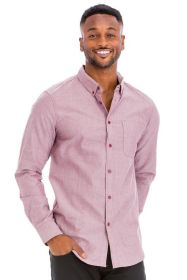 Weiv Men's Casual Long Sleeve Shirts (Color: TDL- H. BURGUNDY, size: L)