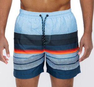 Blue stripes Swim Trunks Board Shorts (Color: Blue, size: XL)