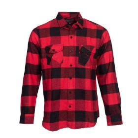 Flannel Casual Button Down Shirts (Color: Red Buffalo, size: XL)