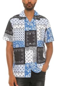 Mens Collared Print Button Down (Color: MULTI, size: S)