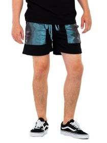 Peacock Iridescent Above the Knee Shorts (Color: Blue, size: 2XL)