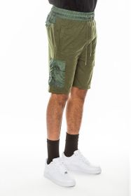 Weiv Heathered Light Weight Slub Shorts (Color: Olive, size: XL)