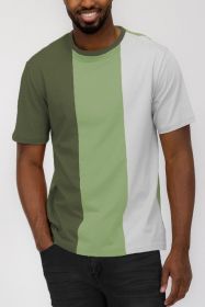VERTICAL COLOR BLOCK TSHIRT (Color: Olive, size: M)
