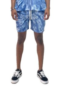 Cyclone Pinwheel Tie Dyed Shorts (Color: LIGHT BLUE, size: L)