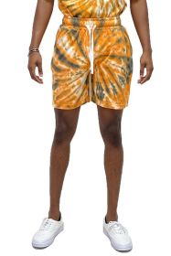 Cyclone Pinwheel Tie Dyed Shorts (Color: GOLD, size: XL)