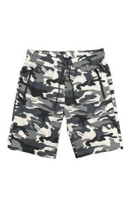 COTTON BLEND LOUNGE SWEAT SHORTS (Color: CAMO GREY, size: M)