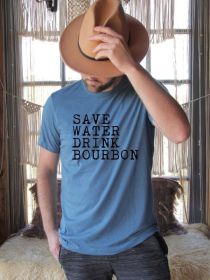 Save Water Drink Bourbon Mens Tee (Color: Heather Deep Teal, size: M)