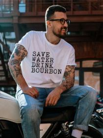 Save Water Drink Bourbon Mens Tee (Color: White, size: M)