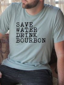 Save Water Drink Bourbon Mens Tee (Color: Prism Dusty Blue, size: XL)