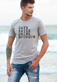 Save Water Drink Bourbon Mens Tee (Color: Oxford Grey, size: M)