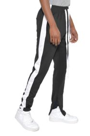 SLIM SKINNY STRIPE DESIGN TRACK PANT JOGGERS (Color: BLACK WHITE, size: 2XL)