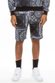 Weiv Mens Paisley Bandana Print Shorts (Color: Black, size: L)