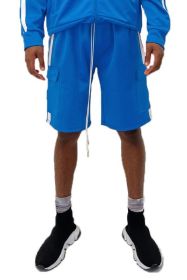 Two Stripe Cargo Pouch Shorts (Color: AQUA WHITE, size: XL)
