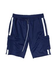 Two Stripe Cargo Pouch Shorts (Color: BLACK WHITE, size: S)