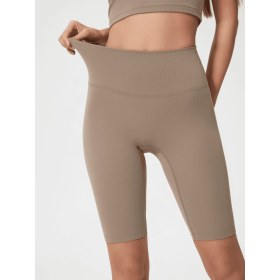 JupiterGear High-Rise Long Shorts (Color: Mocha, size: 4)