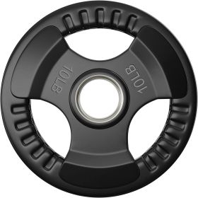 Rubber Coated Weight Plates in Pairs or Single for Strength Training Weightlifting and Bodybuilding Black 4 Size Options (Weight: 10LB, Color: Black)